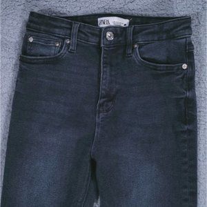 Zara Jeans Womens Size 4 Gray Blue Skinny High Rise Zip Closure Inseam 25